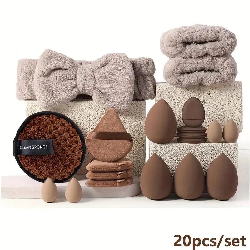 14 pièces éponge de maquillage mélangeur cosmétique beauté oeuf fond de teint éponges bouffées de poudre accessoires de maquillage outils de maquillage pour femmes — image 25