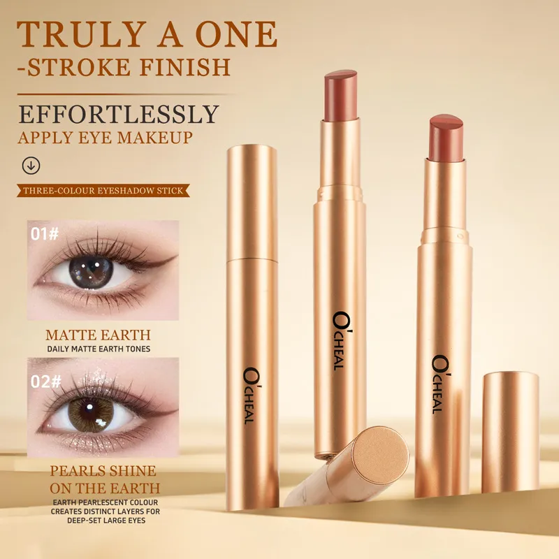 Bâton d'ombre à paupières nacré mat 3 couleurs, imperméable, brillant Durable, maquillage pour les yeux fumé, cosmétiques, bâton d'ombre à paupières longue durée — image 3