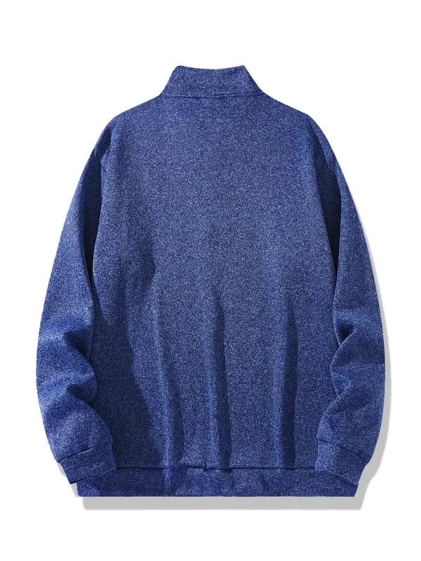 Set 2 Keping Lelaki 1/4 Zip Baju Leher Olok-olok, Pullover Bergaris Bulu dengan Cuff Berusuk Atasan Kasual Hangat untuk Pakaian Harian Musim Gugur Musim Gugur — image 4