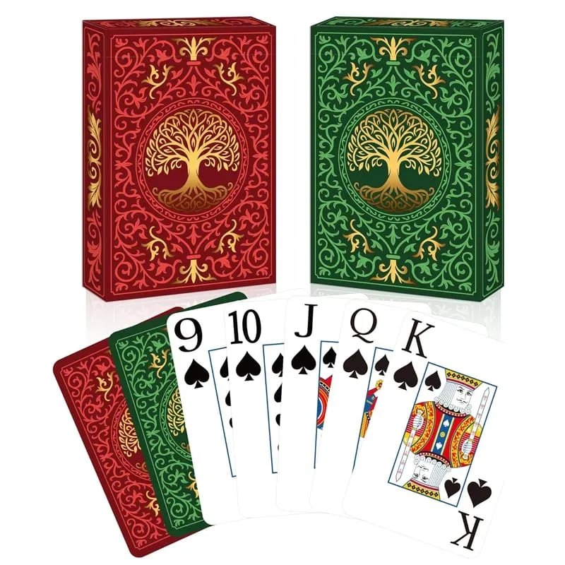 ไพ่ 2 แพ็ค | ไพ่พิมพ์ใหญ่ | ง่ายต่อการสับไพ่โป๊กเกอร์พรีเมี่ยมสำหรับเกมไพ่ Family Game Night Table M