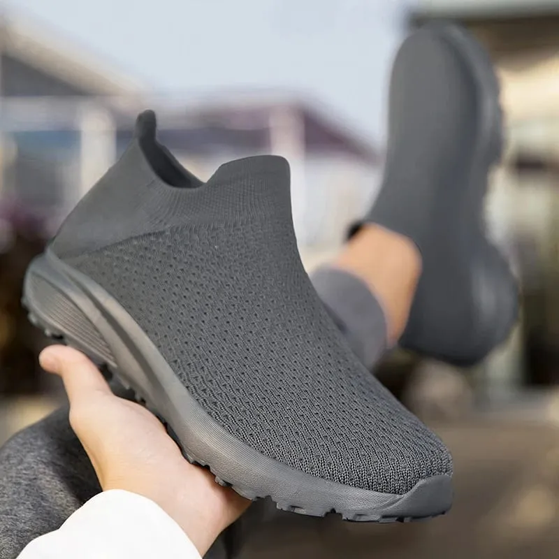 Högkvalitativa Sneakers Herr Bekväm Andas Lättvikt Mjuk Bred tå Halkfria Plattstrumpor Skor Utomhus Fritidssportskor — image 7