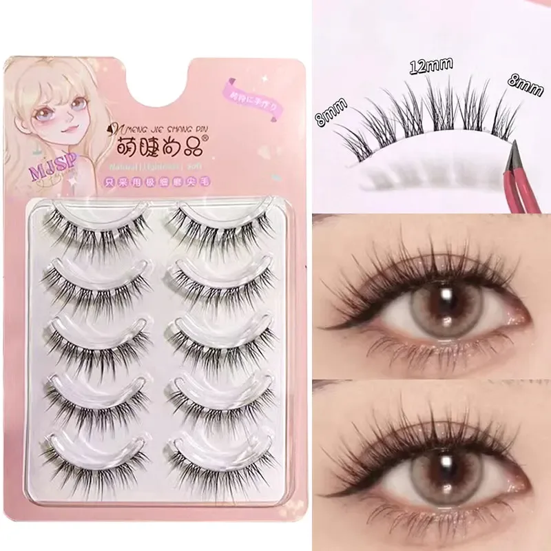 Faux-cils naturels à tige transparente fine, cils Manga, fournitures de cils novices, bâton de maquillage coréen
