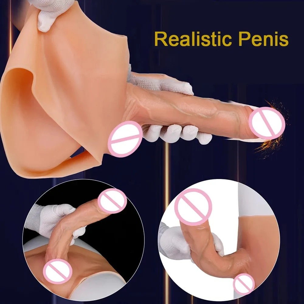 Mutandine con dildo solido indossabile Strapon in silicone Pantaloni realistici per pene Giocattoli elastici del sesso per donne adulte Giochi lesbici Piacere — image 3