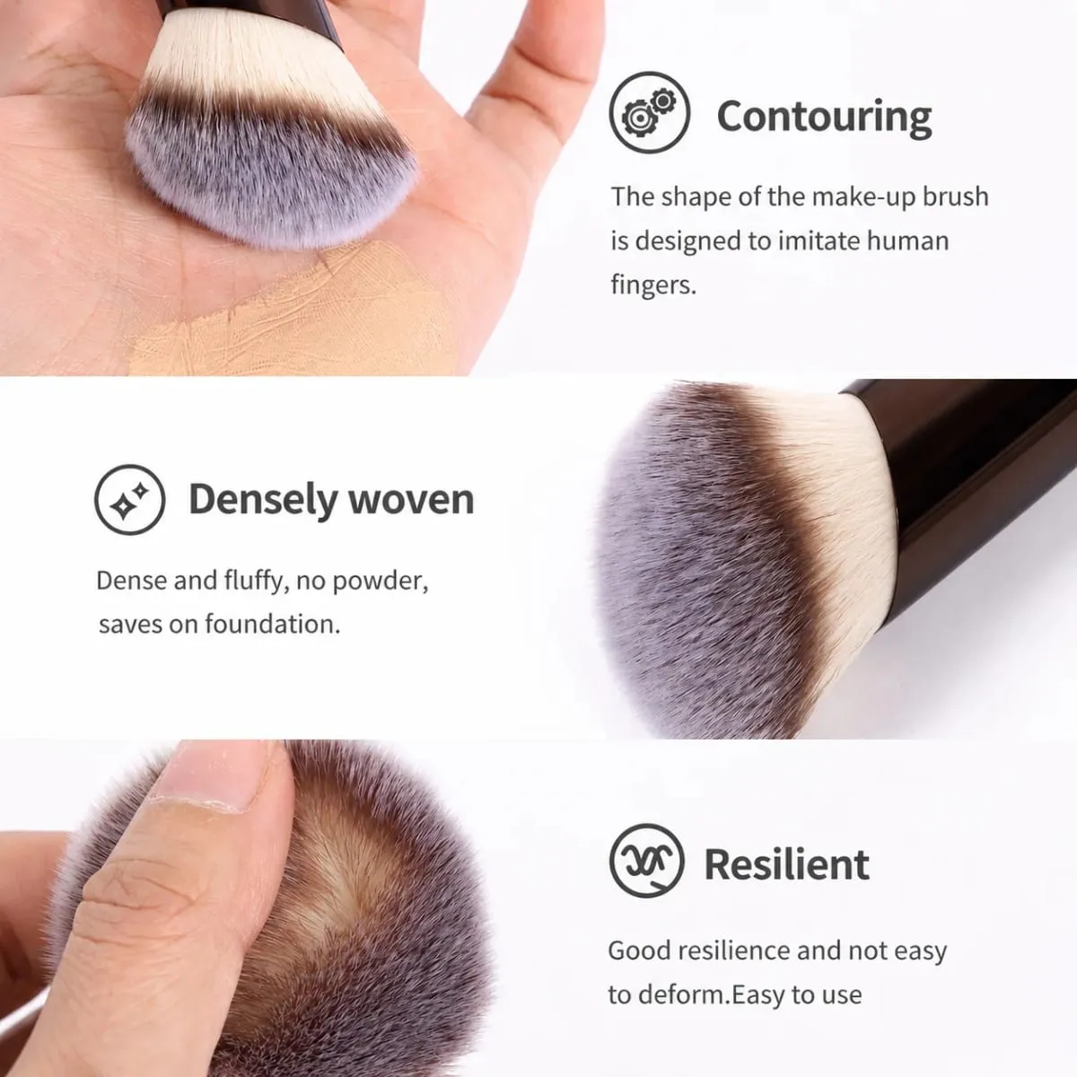 Set di pennelli per trucco da 6 pezzi Set di pennelli per fondotinta liquido professionale Pennello per fondotinta Pennello per fondotinta Pennello per fard Pennello in polvere sciolto Bru — image 5