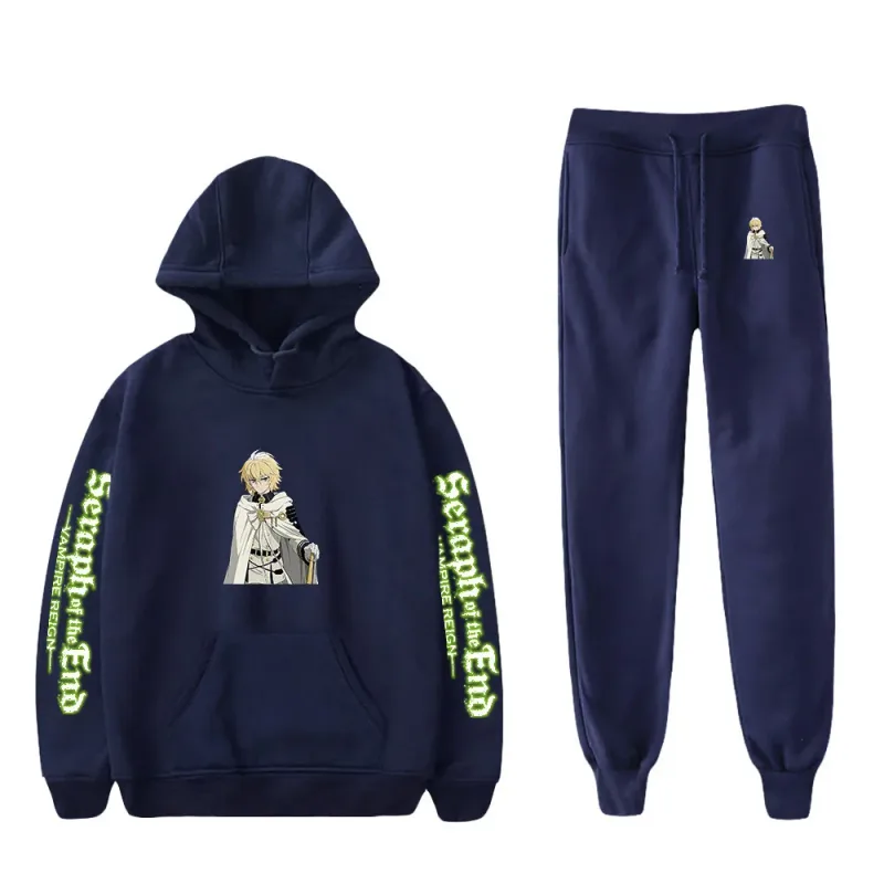 Harajuku Comfortable Seraph of the End Print Sweatshirt Sweatpants Suit Hoodies+ Trousers Suit Boys/Girls 2 Piece Set Clothes — image 17