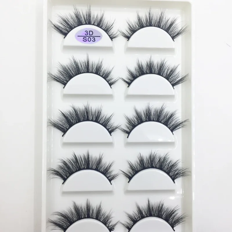 Přírodní 3D norkové umělé řasy Měkké jemné nadýchané oči umělé řasy make-up řas krása kočka Cilios 5 párů 15 stylů