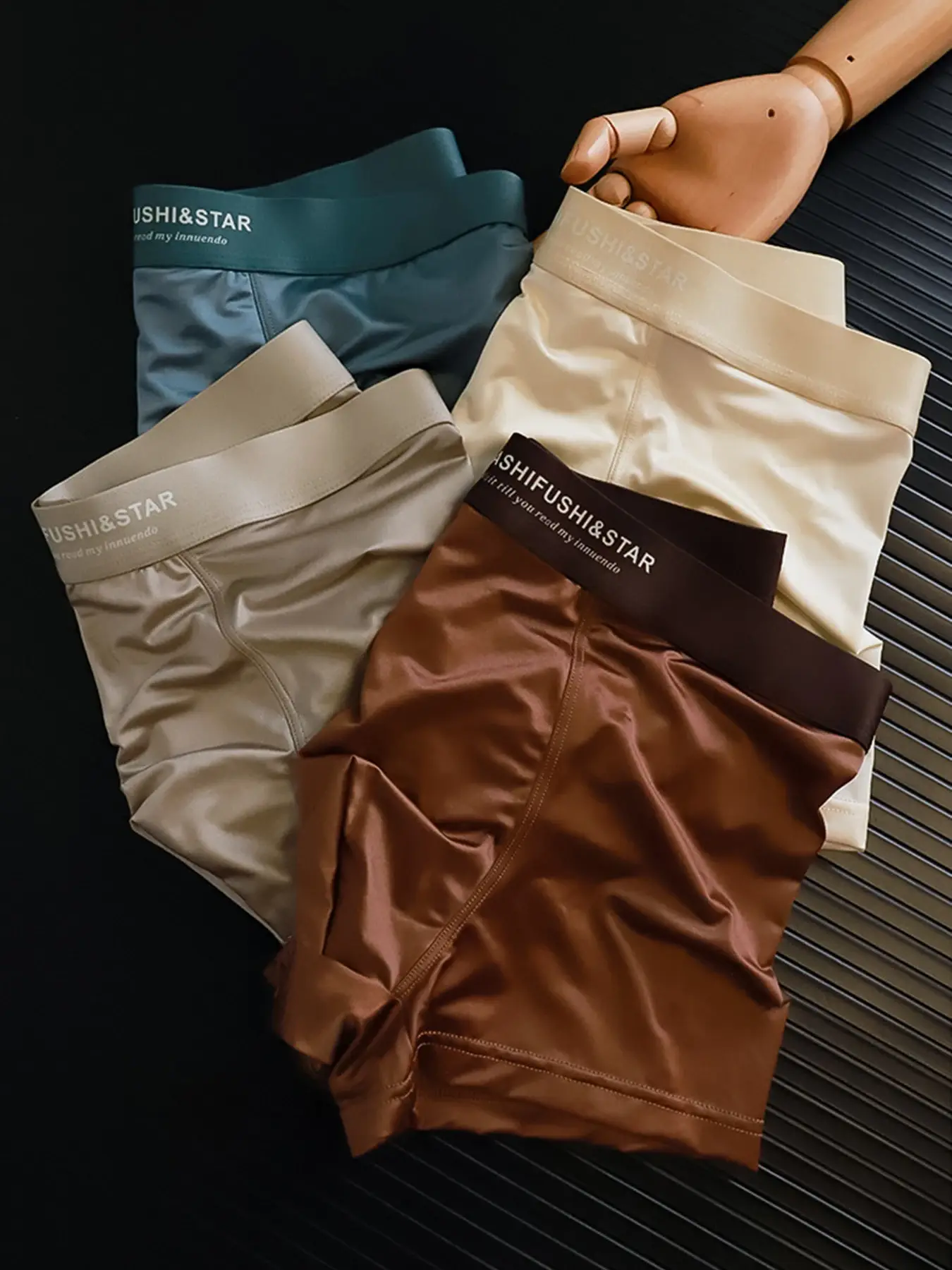 4 Stück/Los atmungsaktive Faser-Boxhose für Herren, bequeme, atmungsaktive Unterwäsche, Strickstoff mit mittlerem Stretch, einfarbig — image 7