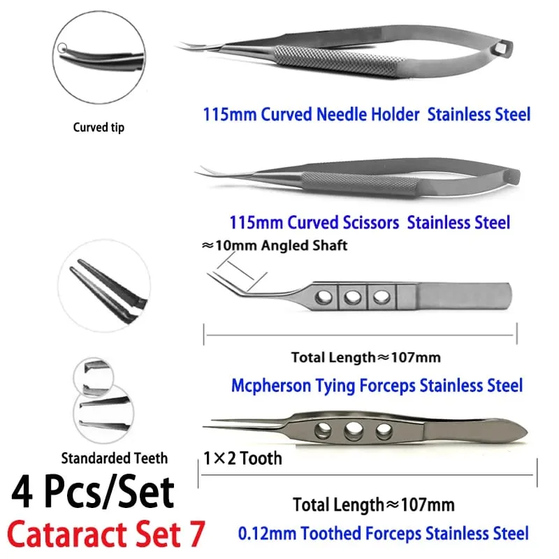 Ensemble de cataracte à usage Non médical, pincettes porte-aiguilles 4 pièces/ensemble outils de réparation ménagers Hi Eye — image 7