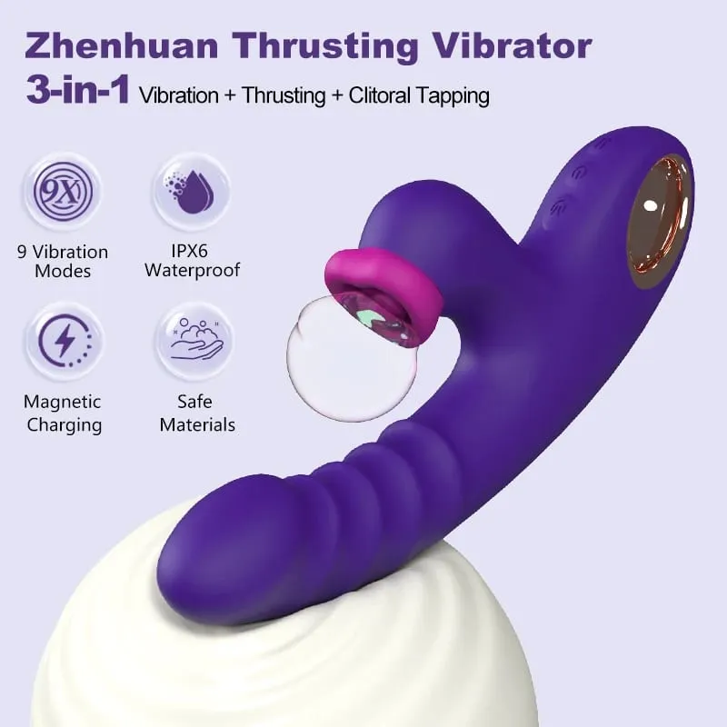 Spinta vibratore vibratore massaggiatore vaginale stimolatore clitorideo controllo APP 9 modalità telescopiche 9 sbattimento 2 in 1 giocattoli sessuali per donne — image 5