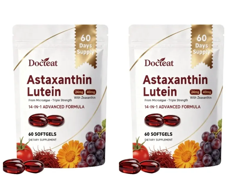 Augenergänzungsmittel mit dreifacher Stärke, Lutein, Astaxanthin und Zeaxanthin, Sehunterstützung bei Bildschirmblendung und digitaler Augenbelastung, 60 Kapseln