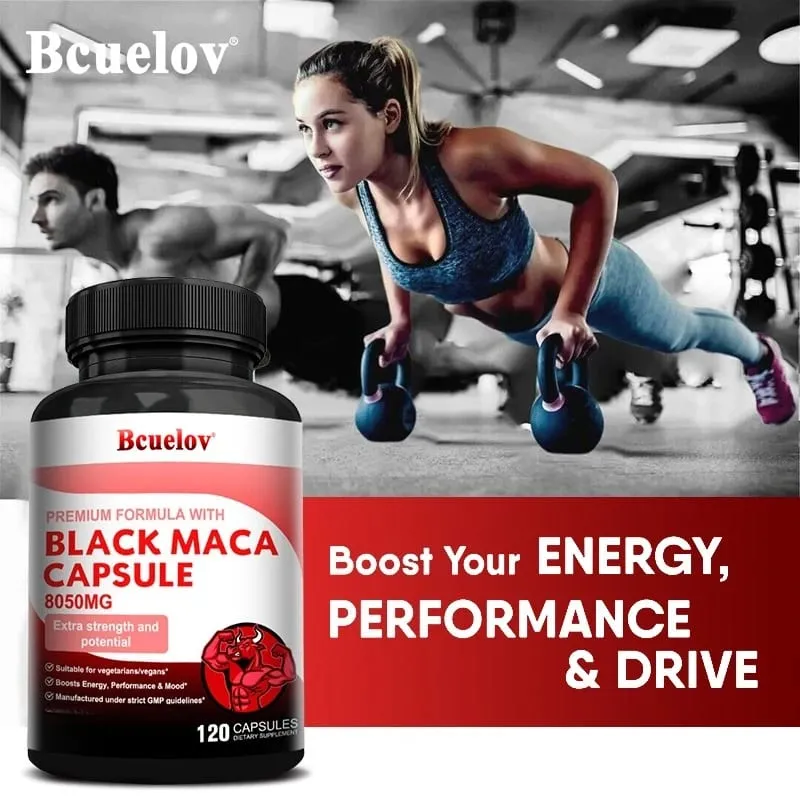 Powerful Black Maca Supplement for Men and Women Improve Energy Endurance Muscle Mass Health Maca Root Vegan Capsule — image 5