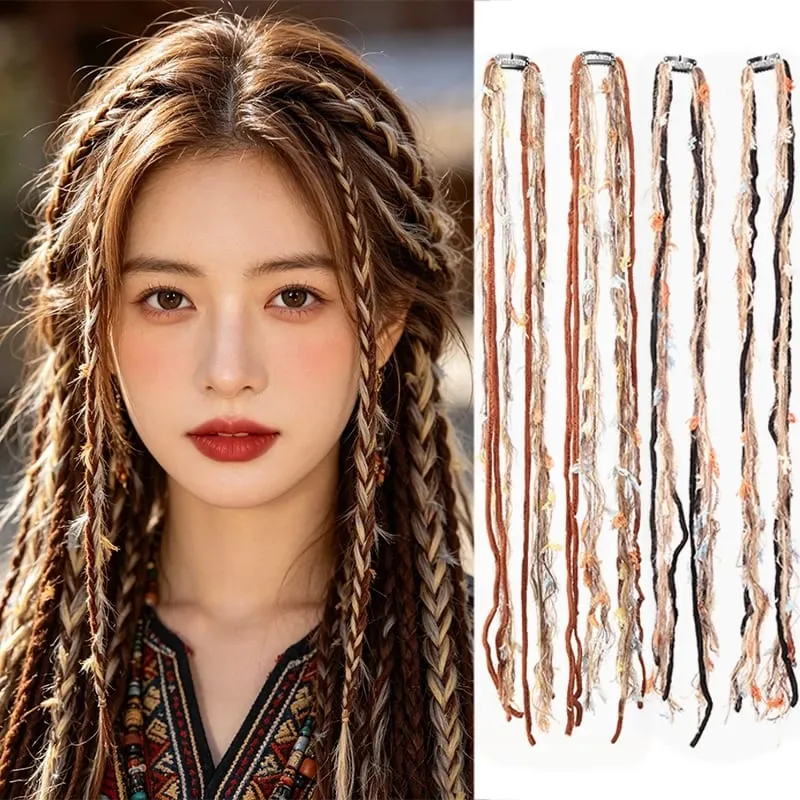 Accessorio per capelli bohemien con fascia lunga nappa colorata Maillard in peluche adatto per feste femminili — image 8