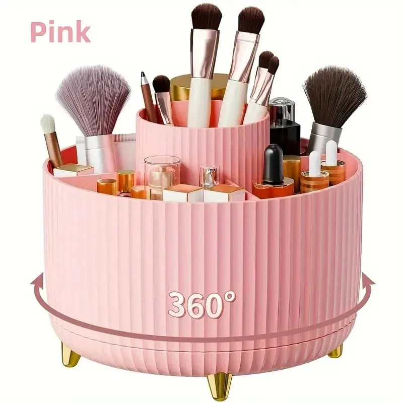Suporte giratório para pincéis de maquiagem, 5 espaços, 360 °, organizador, multifuncional, armazenamento de mesa, cosméticos, para banheiro de mesa — image 8