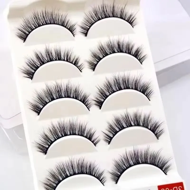 5Pairs 3D Handmade Fake Eyelashes Natural Long Thick Daily Makeup Thick Cross Eyelashes Eye Lashes — image 2