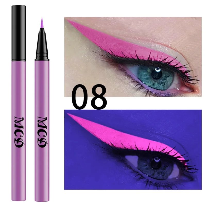1PC UV Light Neon อายไลเนอร์ปากกาแต่งหน้าสีฟ้าสีเขียวกันน้ำสี Eye Liner ดินสอ Make Up เครื่องสำอางสีเหลืองสีม่วง — image 10