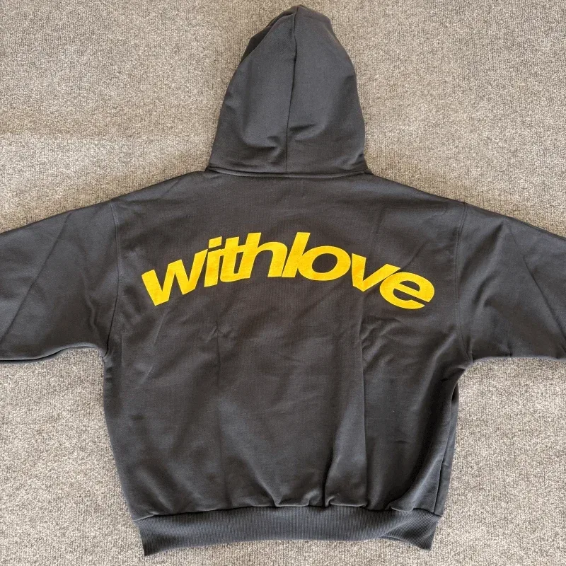 Herr med kärlek Kursiv text grafisk luvtröja Oversized Streetwear-tröja Casual Höst Vinter Huvtröja — image 3