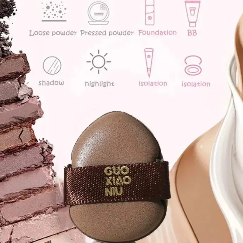 6pcs Chocolate Powder Puff Set Soft Mini Thumb Powder Puff For Concealer Powder Blusher Women Dry And Wet Makeup Tool — image 3