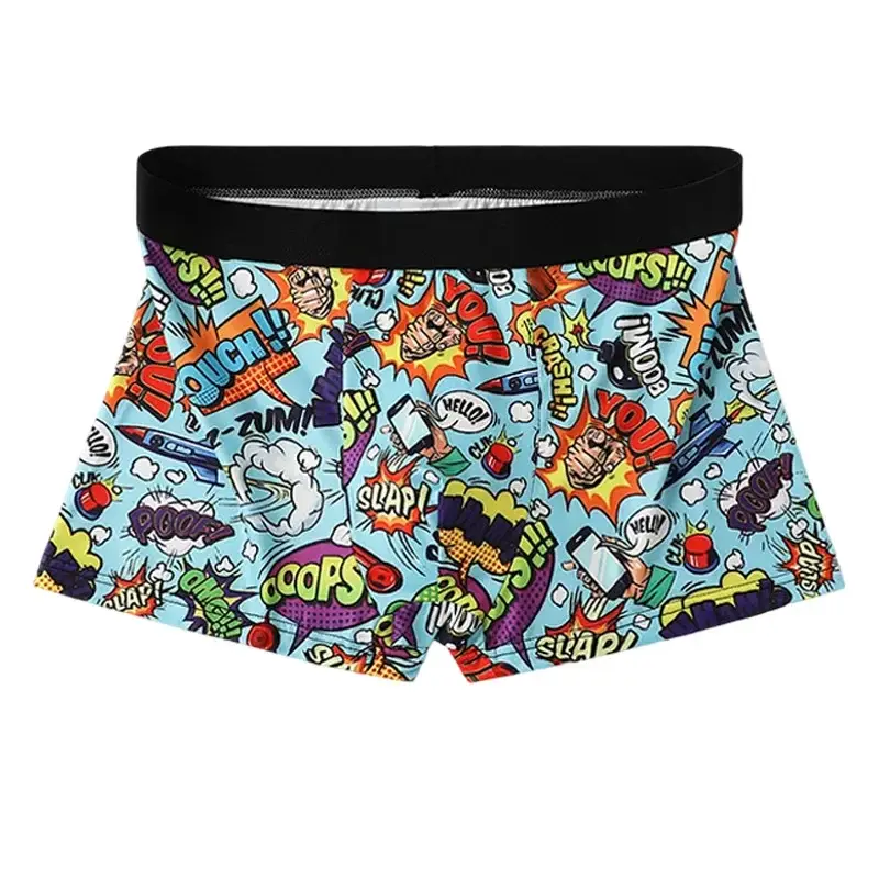 5 Stück zufällige atmungsaktive Boxer-Unterwäsche für Herren mit bunten Graffiti-Mustern, elastischem Bund, trendige und modische Unterwäsche — image 7
