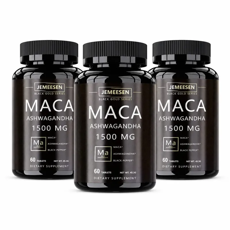 유기농 마카 뿌리 분말 캡슐 1500mg, 마카 뿌리 추출물 Ashwagandha 검은 후추 보충제 함유 남성용 — image 9