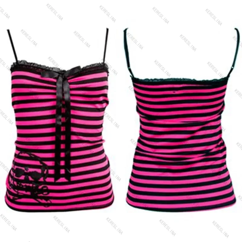 มิลเลนเนียลสไตล์Y2K Skullลูกไม้ลายHalter Top Punk Goth Harajukuสไตล์ฤดูร้อนSpice Girls Aesthetic Slim Streetwear — image 8