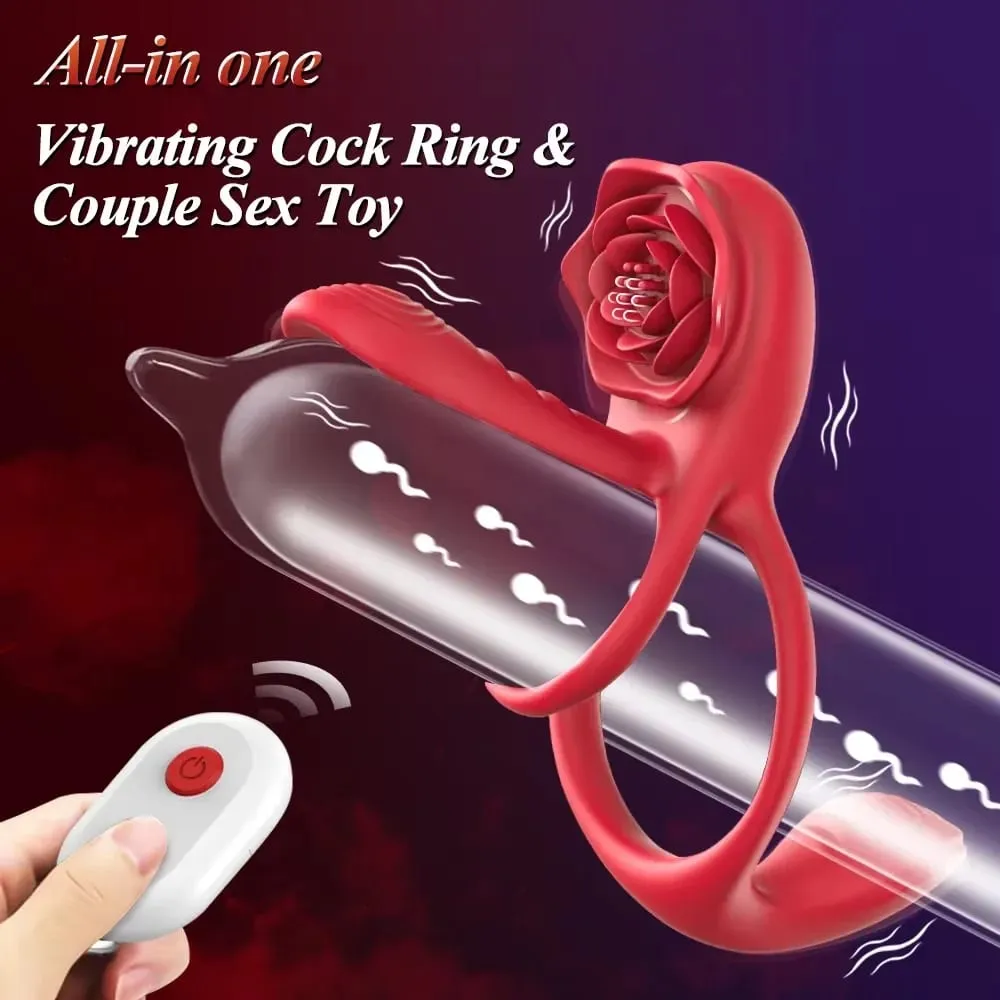 Rose Vibrating Cock Ring Penis Lengan Vibrator G-spot Clitoral Stimulator 10 Getaran Mainan Seks untuk Lelaki Dewasa Clitoris Vibrator — image 2
