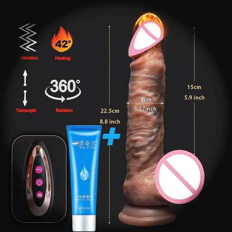 Realistico vibratore vibratore telescopico riscaldamento pene telecomando cazzo spinta grosso cazzo masturbazione per donne giocattoli sessuali per adulti — image 12