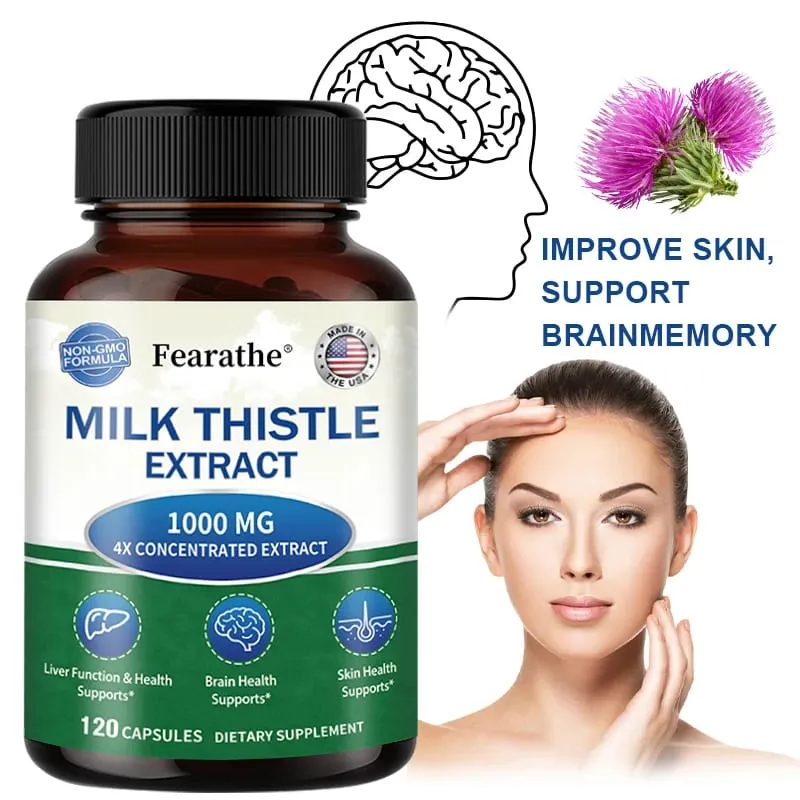 Milk Thistle Extract 1000mg Capsules Natural Antioxidant for Liver Function & Detox Support Digestive Health & Lipid Balance — image 1