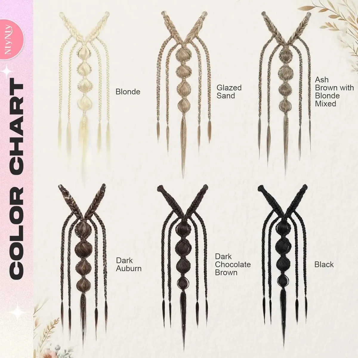 Synthetische Clip-in-Zopf-Haarverlängerungen – Boho-Festival-Prinzessin-Zopf-Haarverlängerung, Feen-Cosplay-Hochzeits-Haarteil für Frauen — image 6