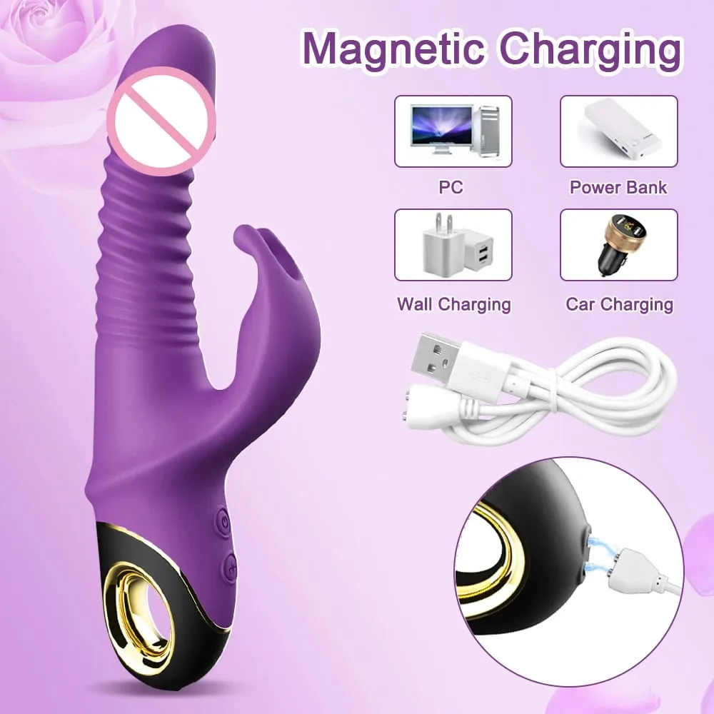 2022 kaninchen Schub Vibrator Automatische Teleskop G-Punkt Klitoris Stimulator Weibliche Masturbation Sex Spielzeug Für Frauen Erwachsene — image 5
