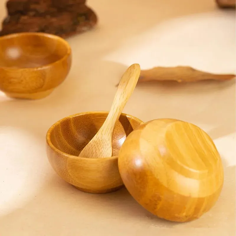 5/10/30/50 pezzi di bambù fai da te maschera per il viso ciotola per miscelazione con cucchiaio ciotola per aromaterapia set olio da massaggio cura del viso kit di strumenti per il trucco — image 4