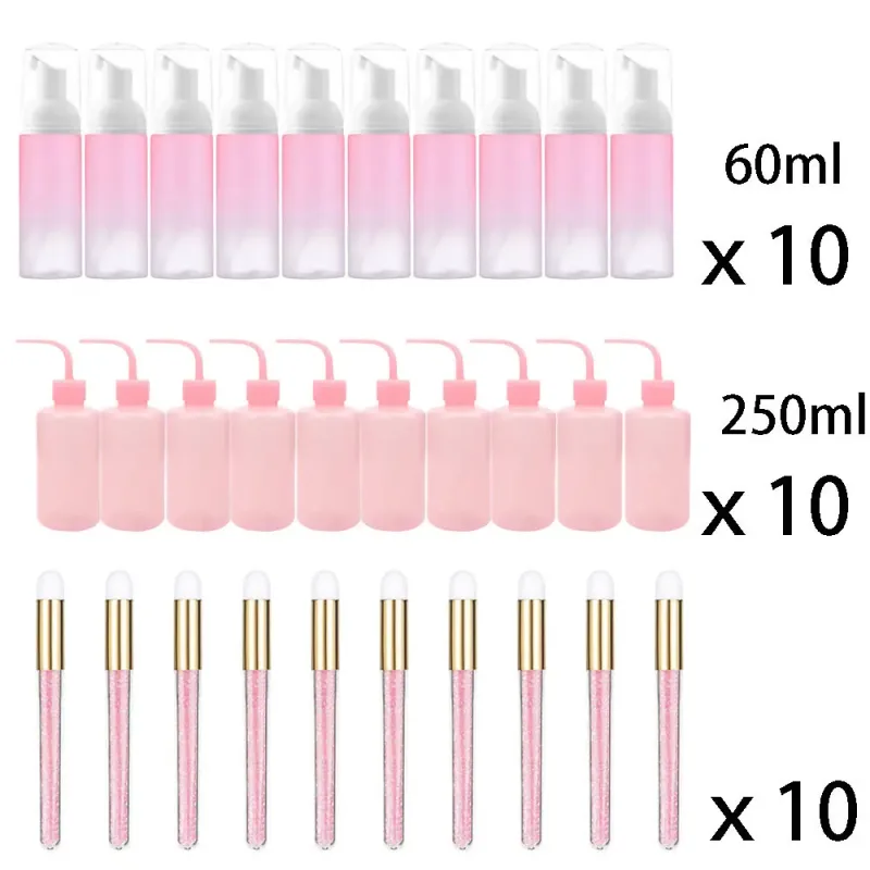 60ml Genopfyldelig lækagefri tomme skummoussepumpeflasker Lash Extension Cleansing Kit Blød børste 250ml skylleflaske Skønhedsværktøj — image 11
