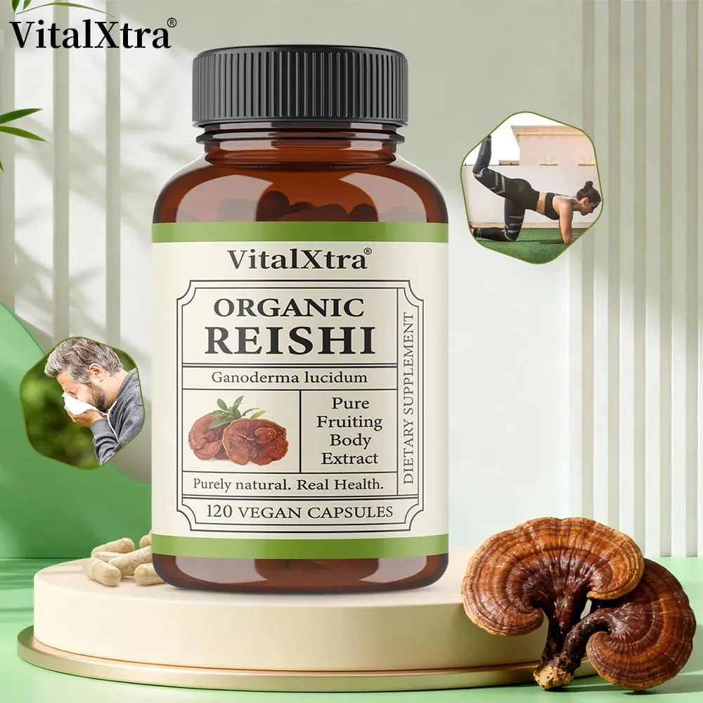 Reishi Mushroom Capsules 1000mg Ganoderma Lucidum Supports Immune Health Relaxation Sleep & Natural Energy Vegan Non-GMO — image 1