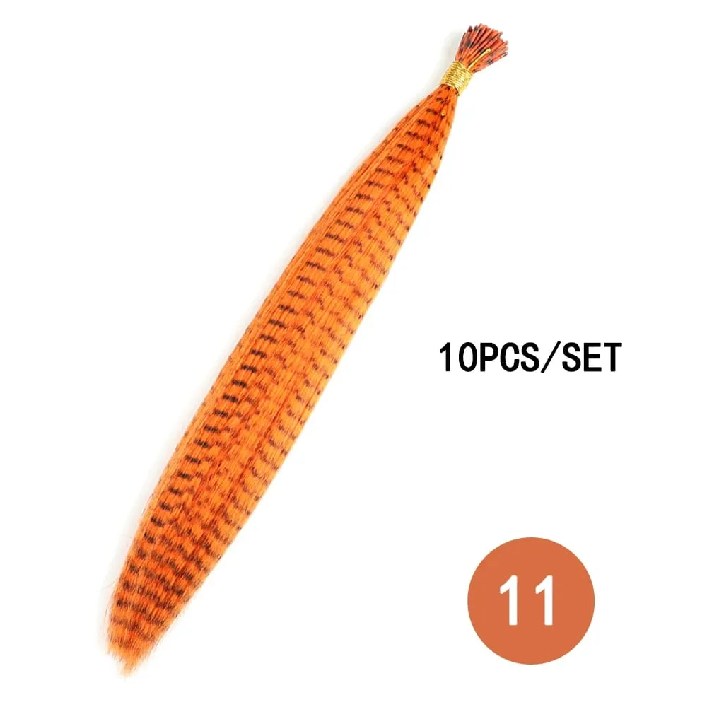 Estensioni dei capelli con piume sintetiche colorate 16 pollici 10 pezzi/pacco blu viola per le donne Parrucchino di piume Zebra Line — image 18