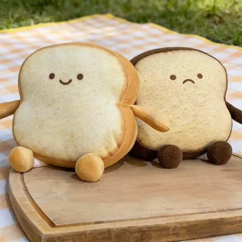 NEW Happy Sad Toast Plush Toy Sleeping Baby Stuffed Pillow Sofa Back Cushion Children Baby Birthday Present Gift Home Decor — image 2