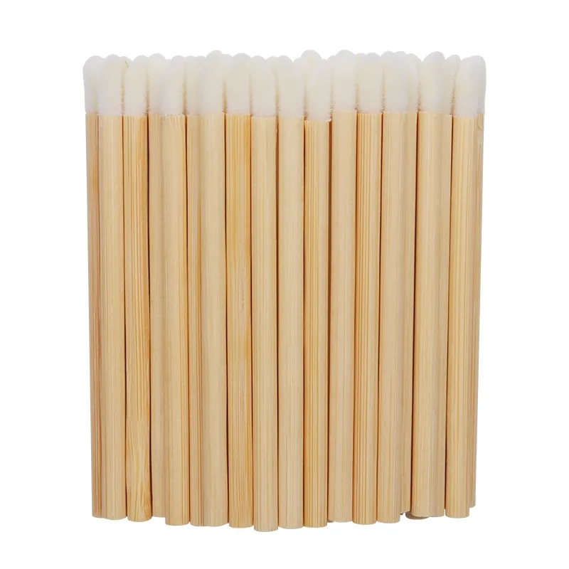 50/100 st Borstar Bambu Läppstift Handtag Läppborstar Förlängningstillbehör Lip GlossWands Applikator Sminkverktyg för ögonfransar