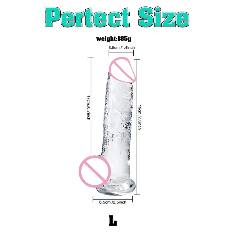 Různé velikosti Transparentní Soft Jelly Dildo Realistické Falešný Dick Penis s přísavkou Sexuální pomůcka pro masáž bodové vagíny G pro ženy — image 8