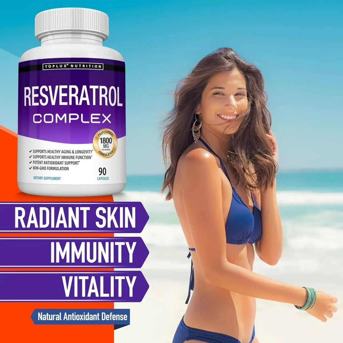Complexo de Resveratrol - Suplemento de Resveratrol Trans com Semente de Uva - Promove o envelhecimento saudável, função cerebral do sistema imunológico 90 comprimidos — image 4