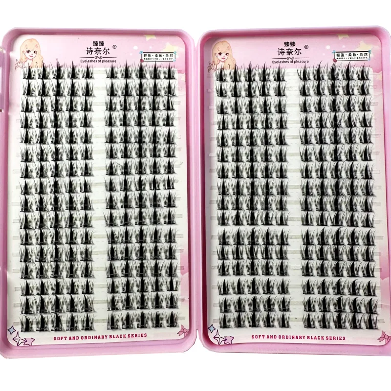 32 řad Fox Eye Manga Cluster Lashes Řasy Kočičí Eye Řasy Individuální řasy Přirozený vzhled DIY Prodloužení řas Objem Shluky řas — image 8