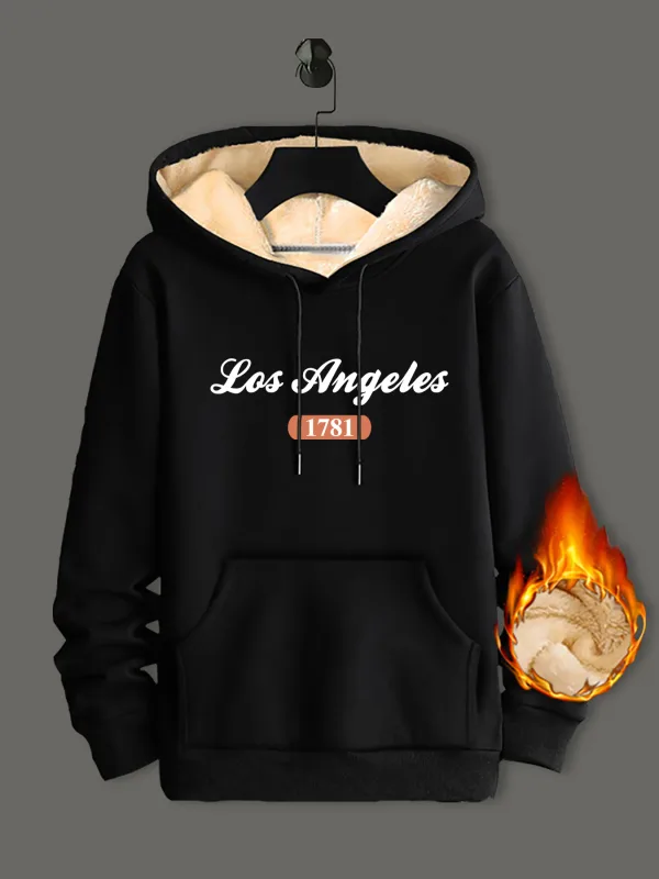 Winter Lambswool Hoodies Thicken Warm Windproof Sweatshirts Print Hooded Pullover Loose Men Women Winter Hoodies Black — image 7