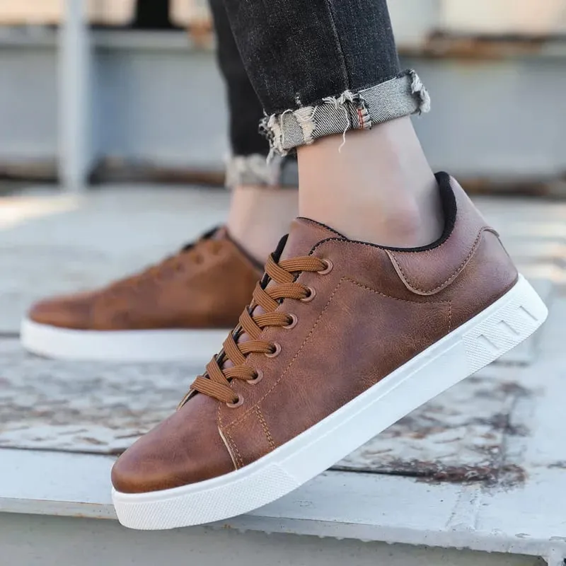 Black Vulcanized Sneakers Men's Flats Comfortable Shoes Lace up Zapatillas Hombre Autumn Spring Fashion Sneakers Plus Size 39-48 — image 1