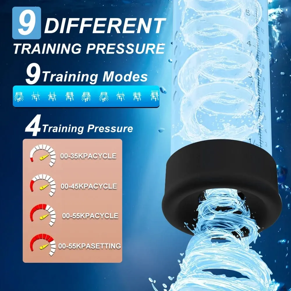 Automatisk mandlig masturbator Air Water Extender med 9 træningstryk og 4 sugetilstande Voksen sexlegetøj til mænd erektion