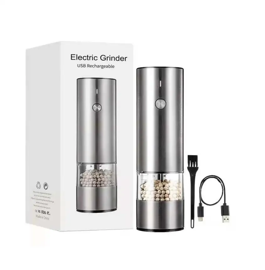 Conjunto elétrico automático de moedor de sal e pimenta, recarregável com usb, moedor de especiarias ajustável, ferramentas de cozinha — image 14