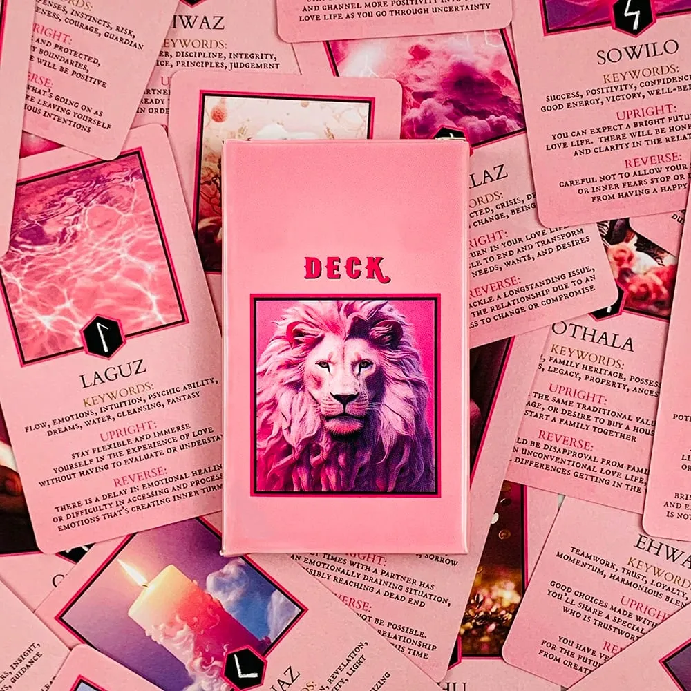 Pink Oracle Cards For Relationship Guidance & Divination - Elder Futhark Rune Meanings Perfect for Spiritual Guidance — image 2
