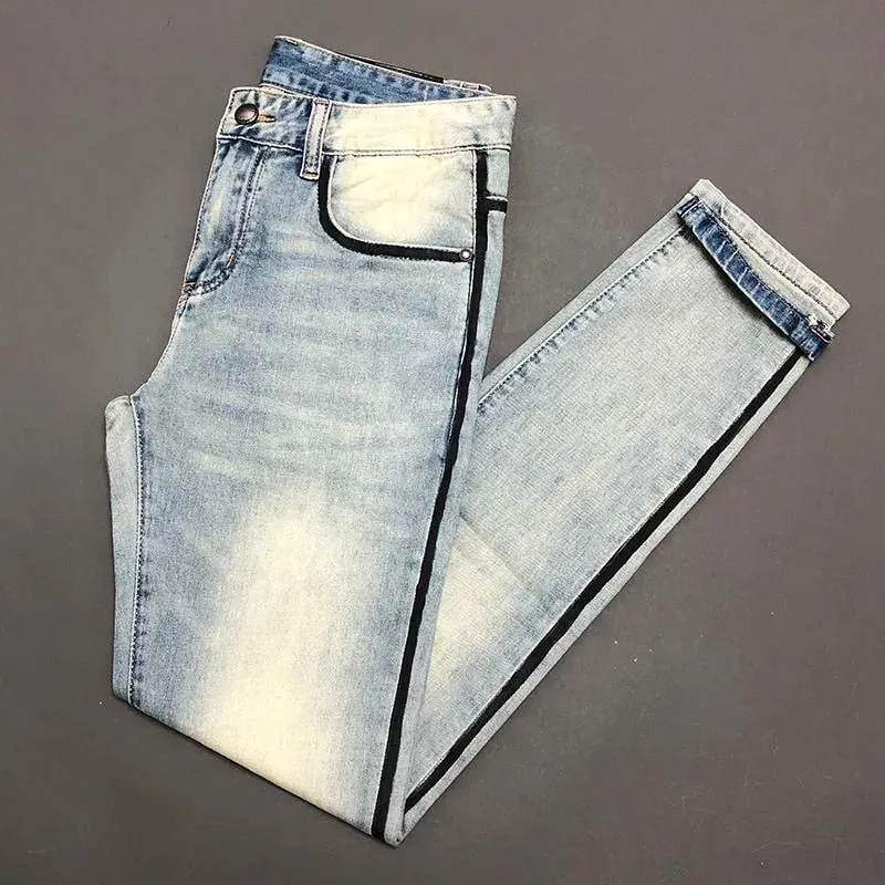Jean en Denim extensible pour hommes, nouvelle tendance de la mode, couleur unie, jambe droite, sport décontracté, Vintage, haute qualité, printemps et automne