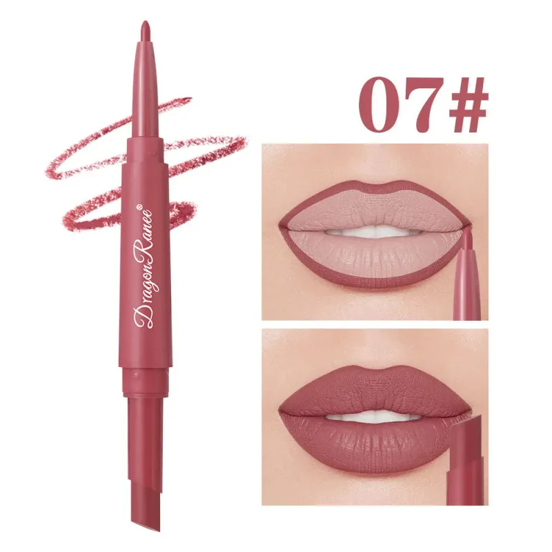 Double Head Matte Lip Liner Pencil 2 in 1 Long Lasting Waterproof Nude Red Lipstick Brighten Outline Makeup Stick — image 9