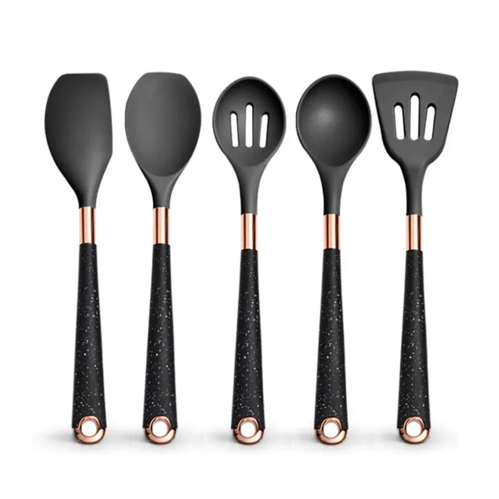 Silikone køkkenredskaber sæt non-stick non-stick varmebestandig spatel ske rose guld håndtag med spand Køkken gave — image 23