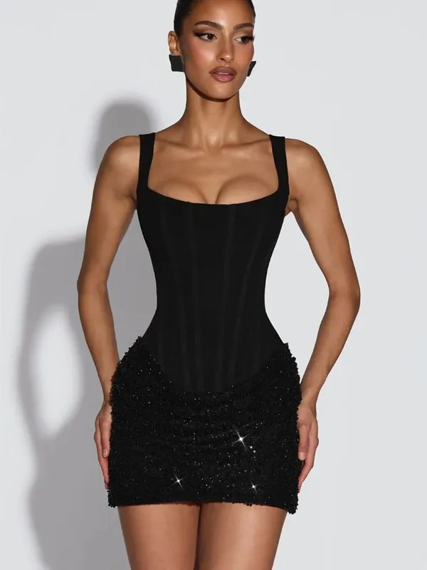 Robe plissée sans bretelles pour femmes, couleur unie, dos nu, épaules dénudées, taille haute, fendue, Sexy, robe de soirée, été, 2026 — image 16
