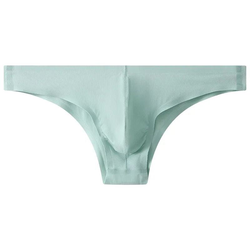 Sous-vêtements pour hommes, demi-hanche, petit Triangle, taille basse, Sexy, jeunes hommes, slip en soie glacée, sans couture, culotte d'été légère et respirante — image 17