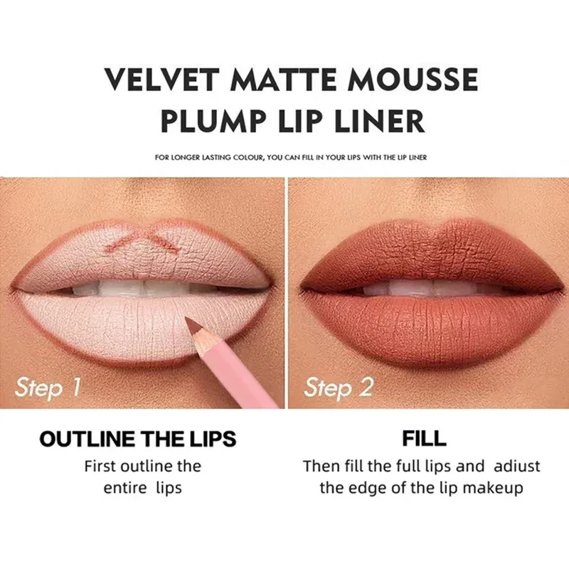 Matita per labbra opaca impermeabile a 12 colori Matita per labbra a lunga tenuta a prova di sbavature Formula non trasferibile Contorno preciso Matita per labbra Trucco — image 5