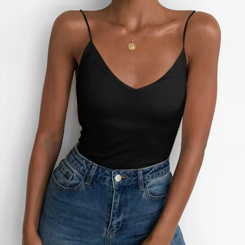 Summer Sexy Women Thin Wild Solid Camis Vest Tank Tops Female Strap Basic Tops Slim Sleeveless Camisole — image 1